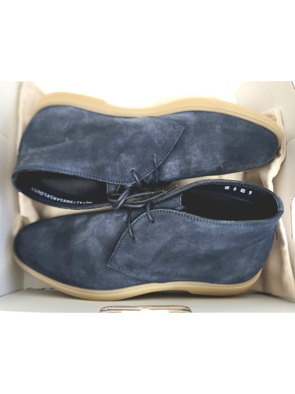 Santoni Men's Dimpled Suede Chukka Desert Boots Blue Size 8 / US 9 - Italy Made - Picture 2 of 4